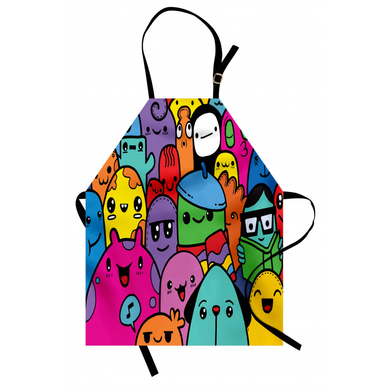 Colorful Doodle Monsters Apron