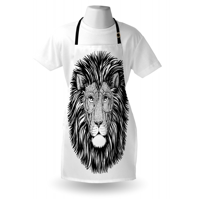 Wild Hipster Lion Glasses Apron