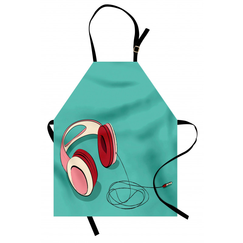 Müzik Mutfak Önlüğü Pembe Kulaklık Desenli