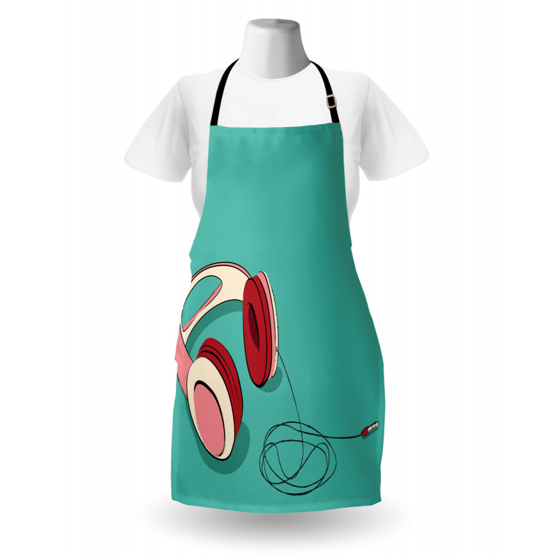 Cool Pink Retro Earphones Apron