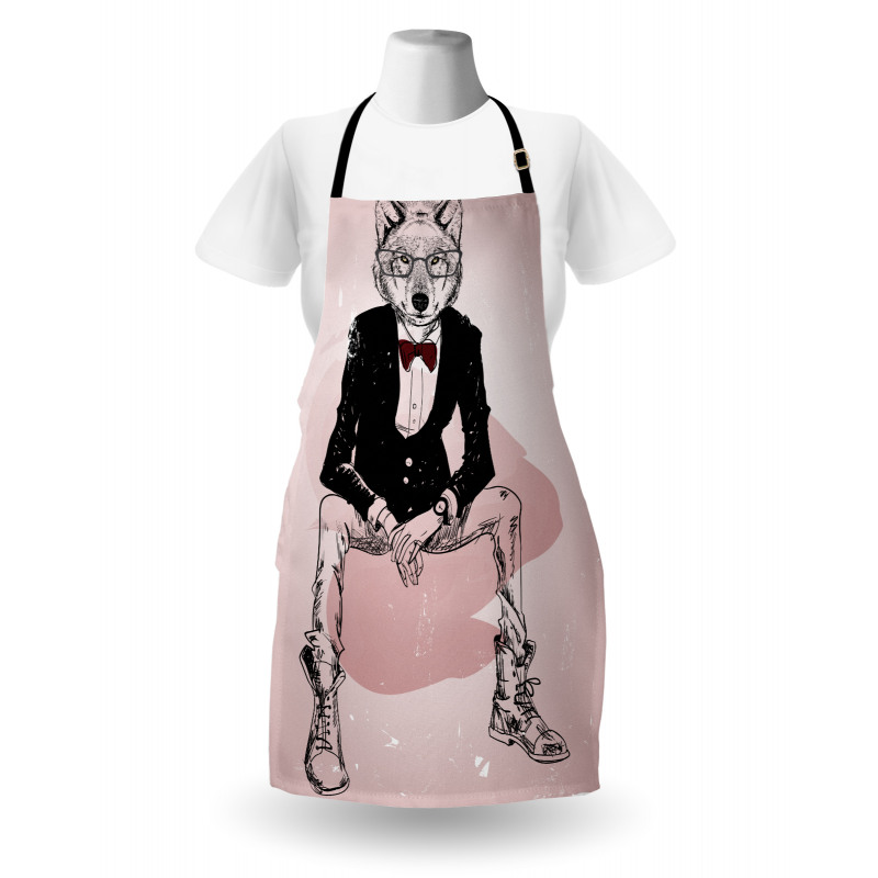 Hipster Wild Wolf Glasses Apron
