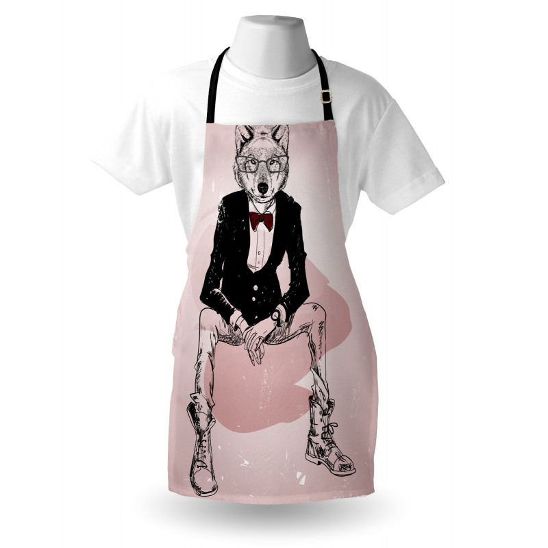 Hipster Wild Wolf Glasses Apron