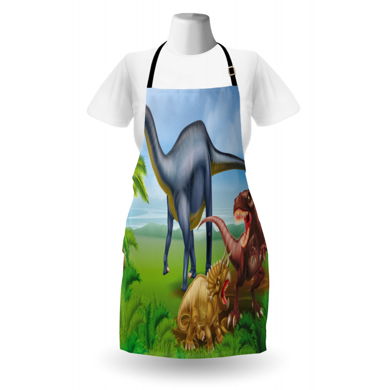 Doğa Mutfak Önlüğü Mavi Pembe Dinozor