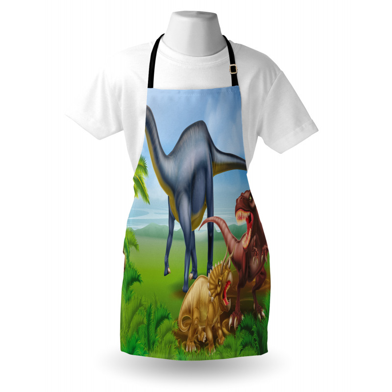 Doğa Mutfak Önlüğü Mavi Pembe Dinozor