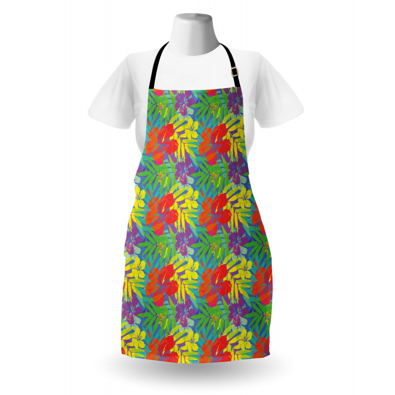 Abstract Vibrant Hibiscus Apron