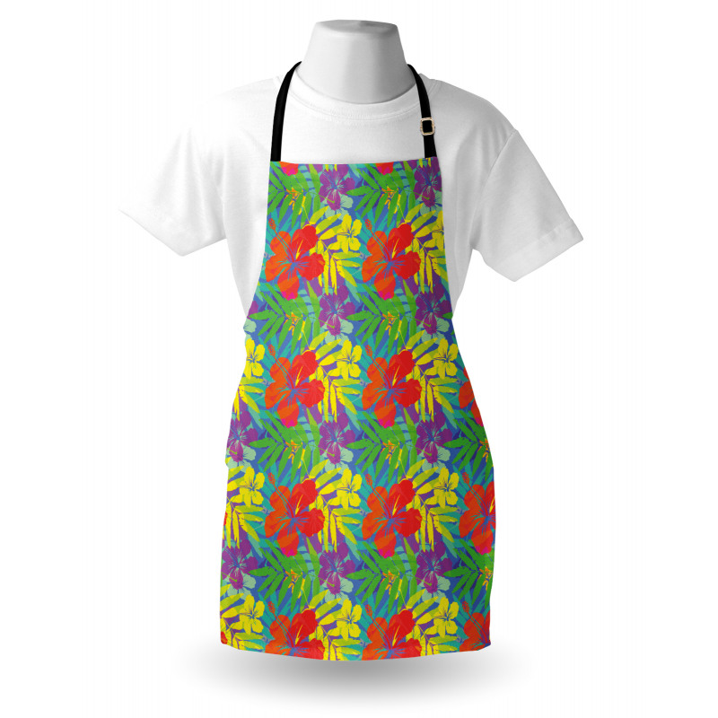 Abstract Vibrant Hibiscus Apron