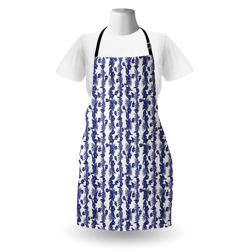 Blue and White Hibiscus Apron