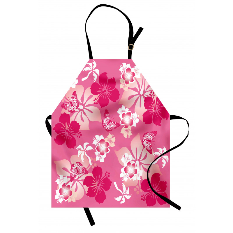 Pink Hibiscus Butterflies Apron