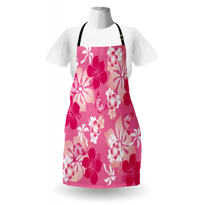 Pink Hibiscus Butterflies Apron