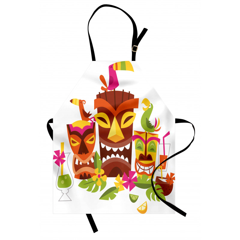 Tiki Masks Drinks Birds Apron