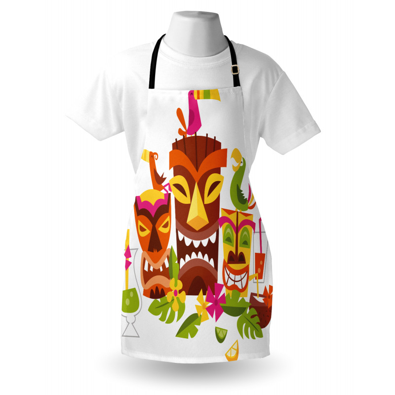 Tiki Masks Drinks Birds Apron