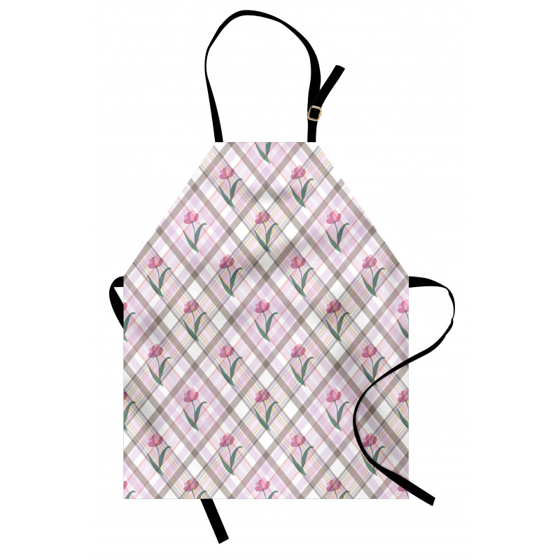 Diagonal Lines Floral Apron