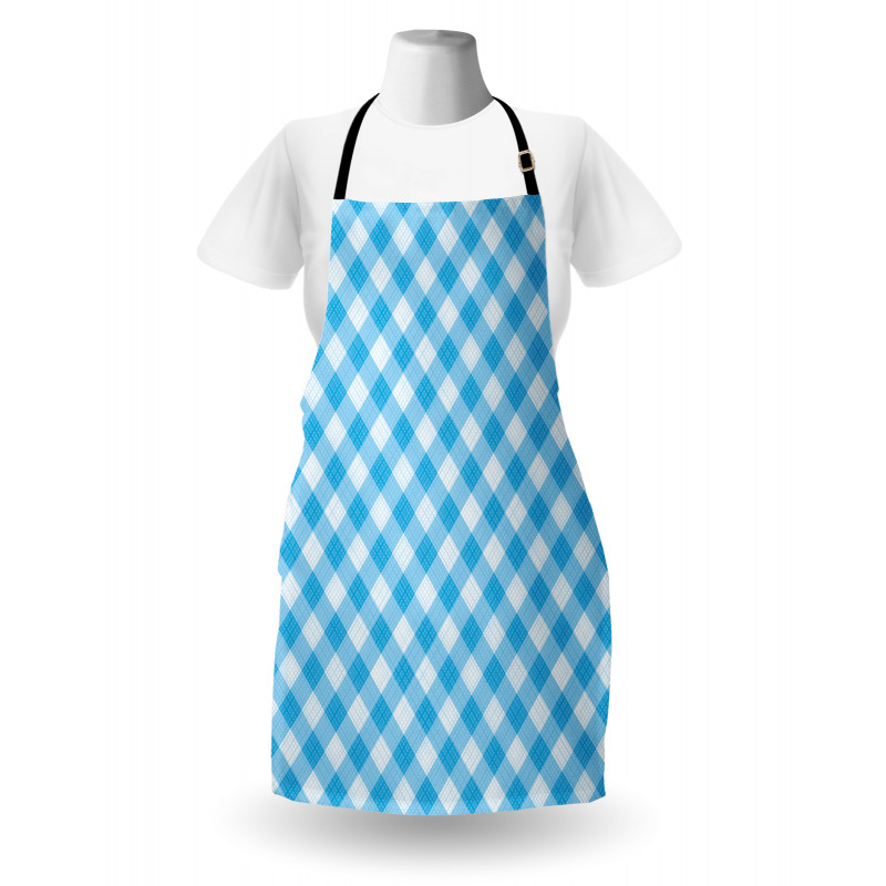 Çizgili Mutfak Önlüğü Mavi Minik Kareli