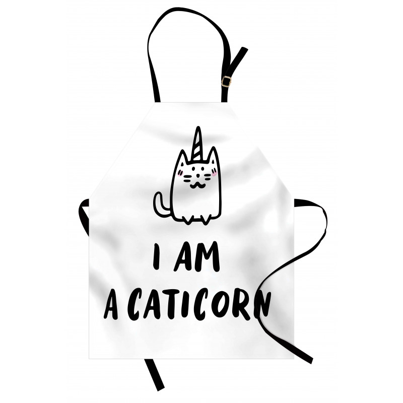 Komik Mutfak Önlüğü Sevimli Unicorn Caticorn 