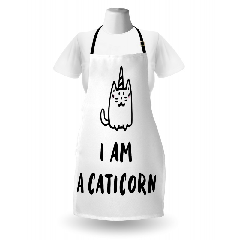 Komik Mutfak Önlüğü Sevimli Unicorn Caticorn 