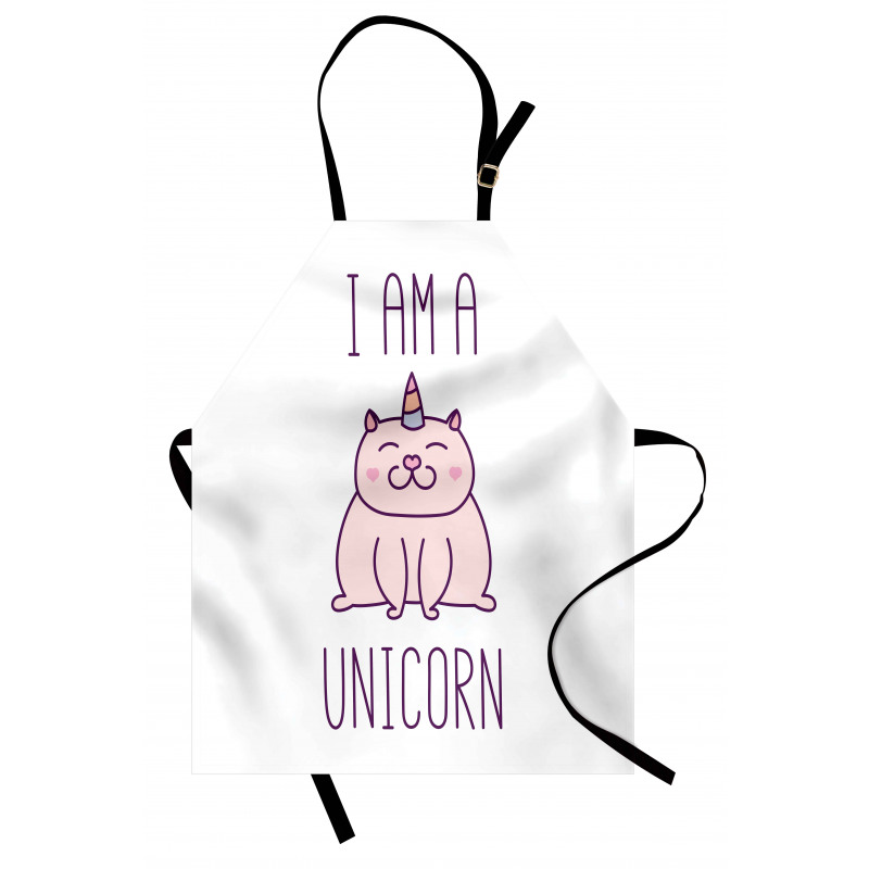 Eğlenceli Mutfak Önlüğü Mor Kedi Unicorn