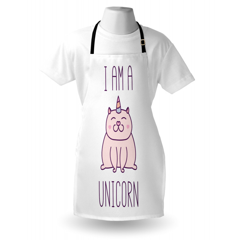 Eğlenceli Mutfak Önlüğü Mor Kedi Unicorn