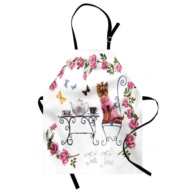 Terrier in Pink Dress Apron