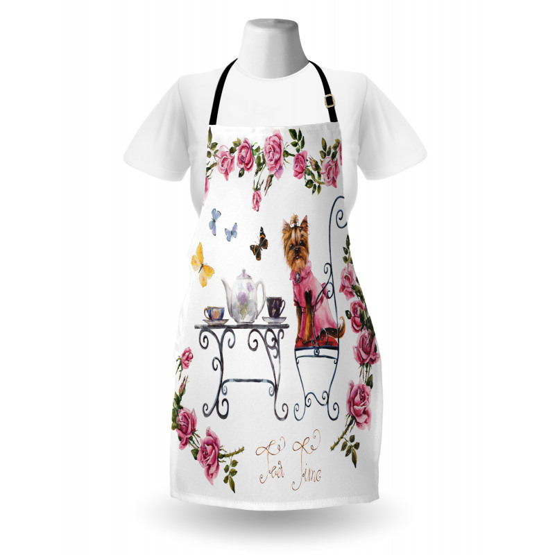 Terrier in Pink Dress Apron