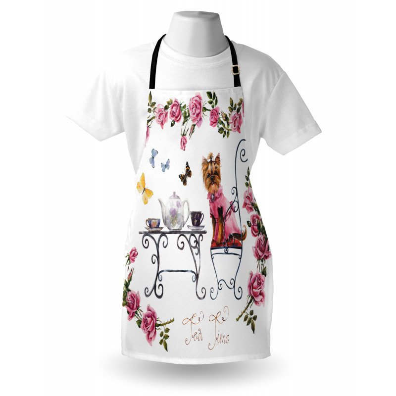 Terrier in Pink Dress Apron