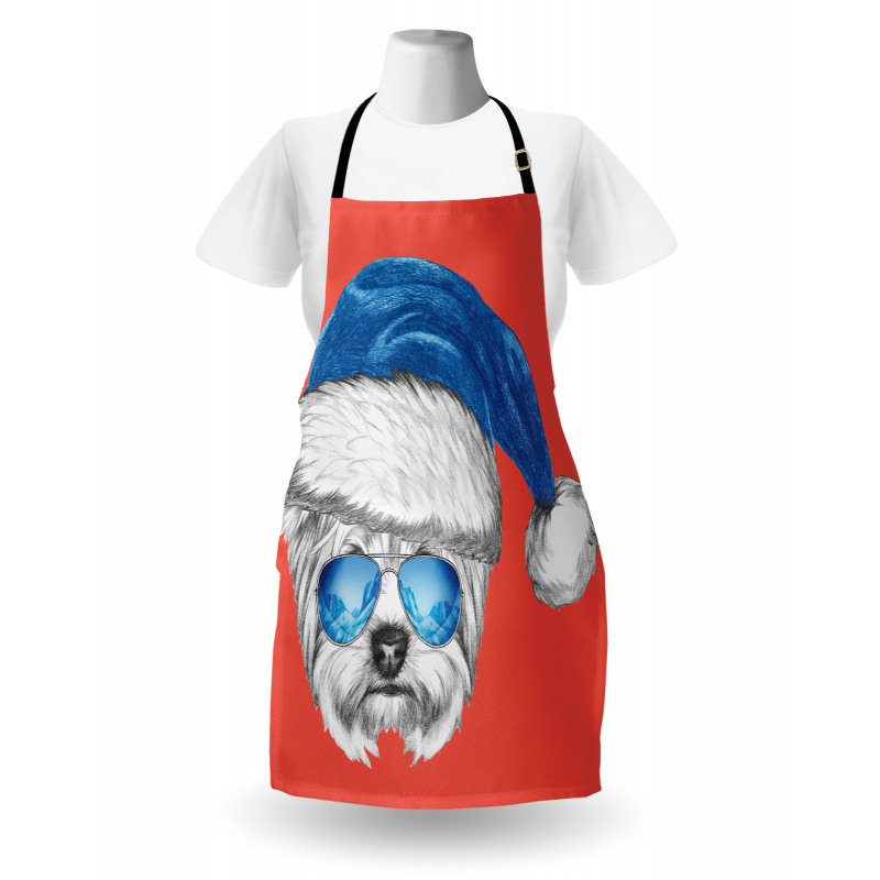 Blue Santa Hat Funny Apron