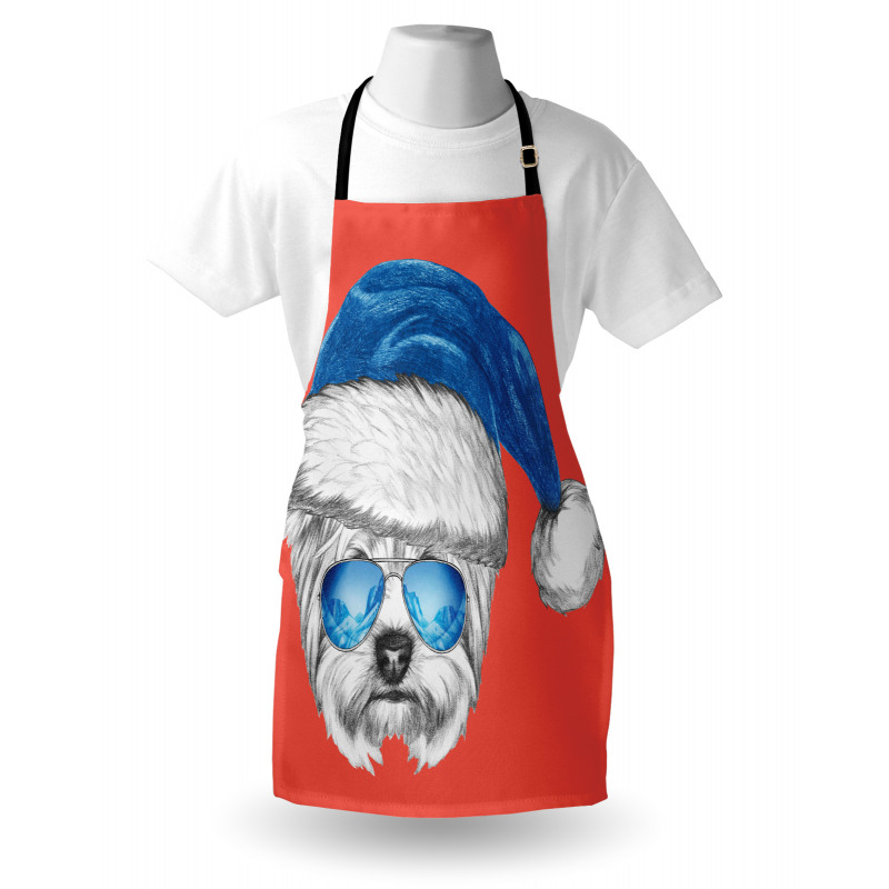 Blue Santa Hat Funny Apron