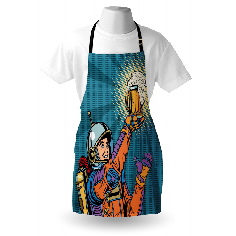 Astronaut Holds Beer Apron