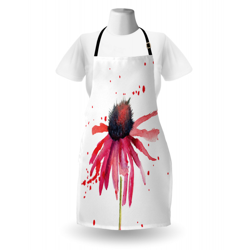 Çiçekli Mutfak Önlüğü Mor Sulu Boya Çiçek