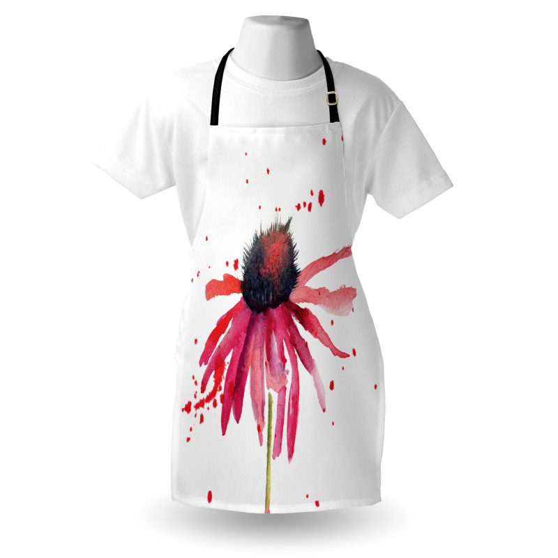 Çiçekli Mutfak Önlüğü Mor Sulu Boya Çiçek