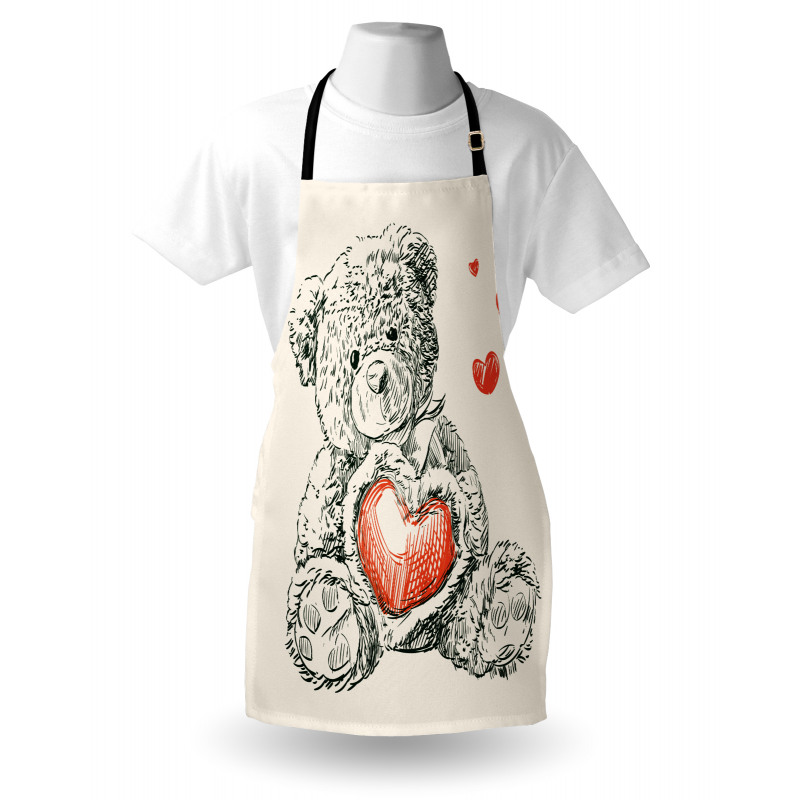 Aşk Mutfak Önlüğü Kalpli Ayıcık Desenli