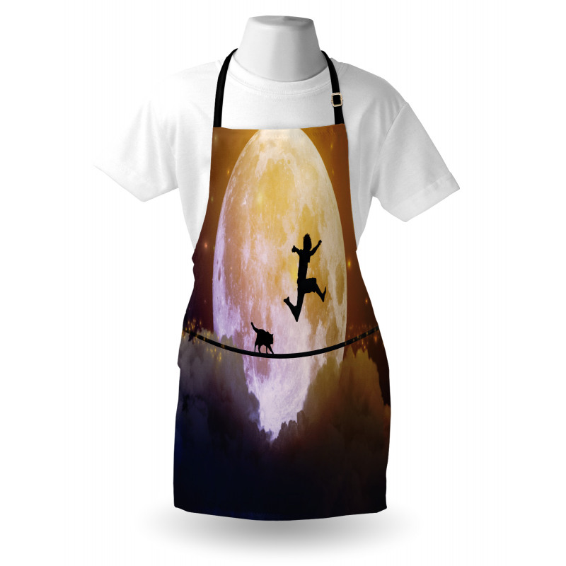 Boy and Cat on Rope Apron