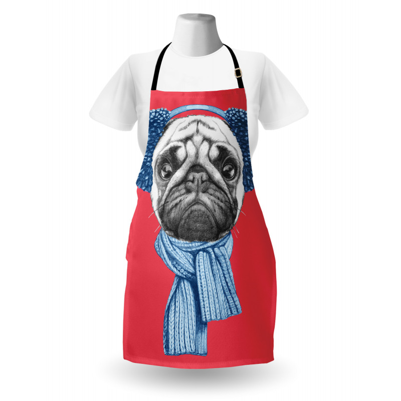 Winter Dog with Earmuffs Apron