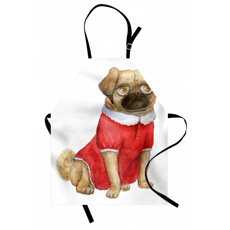 Dog in Red Dress Cartoon Apron