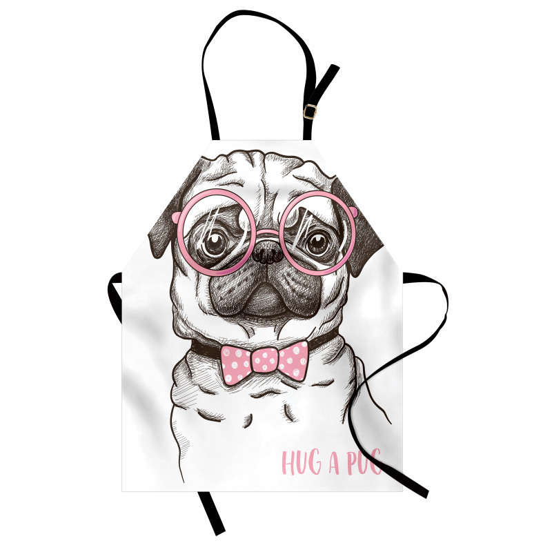 Pug with Bow Glasses Apron