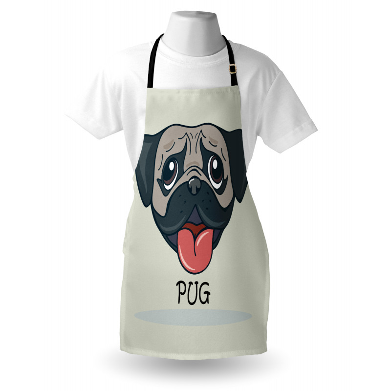 Cartoon Pug Caricature Apron