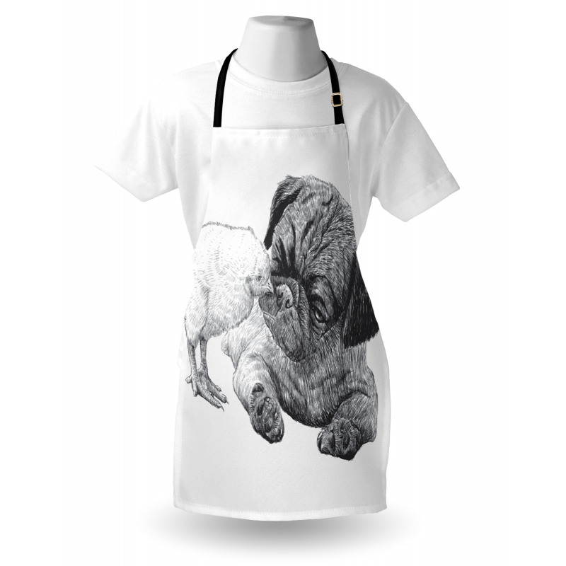 Pug Little Chick Hand Drawn Apron