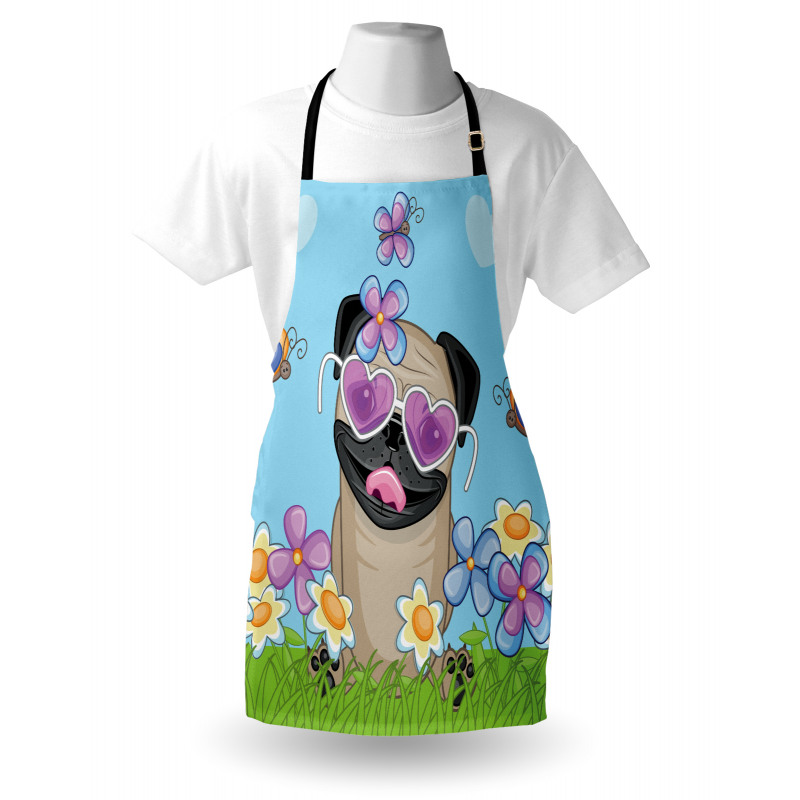 Puppy on the Field Flowers Apron