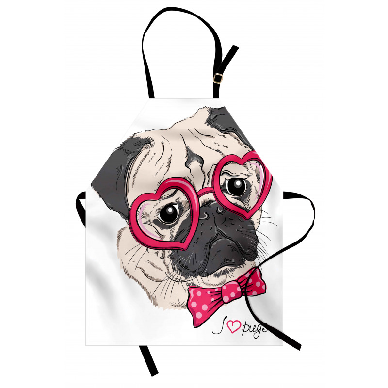Dog with Heart Glasses Bow Apron