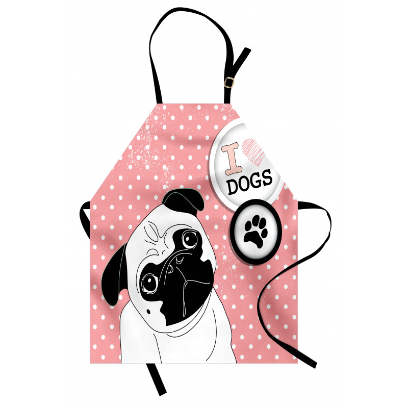 I Love Dogs Paw Print Logo Apron