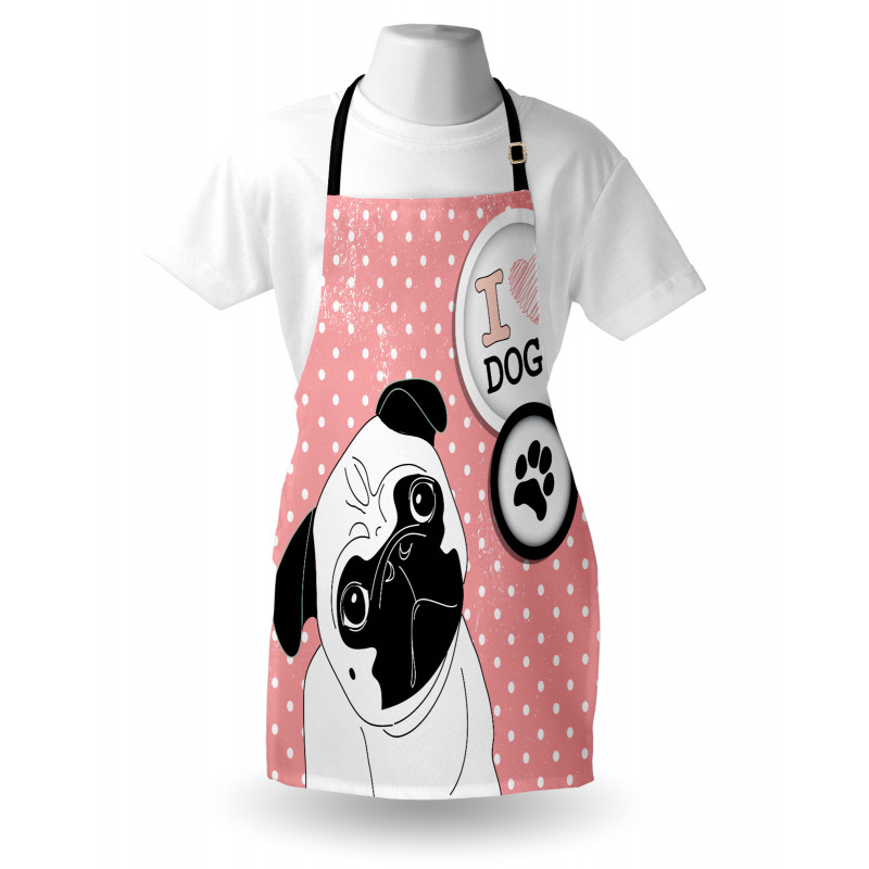 I Love Dogs Paw Print Logo Apron