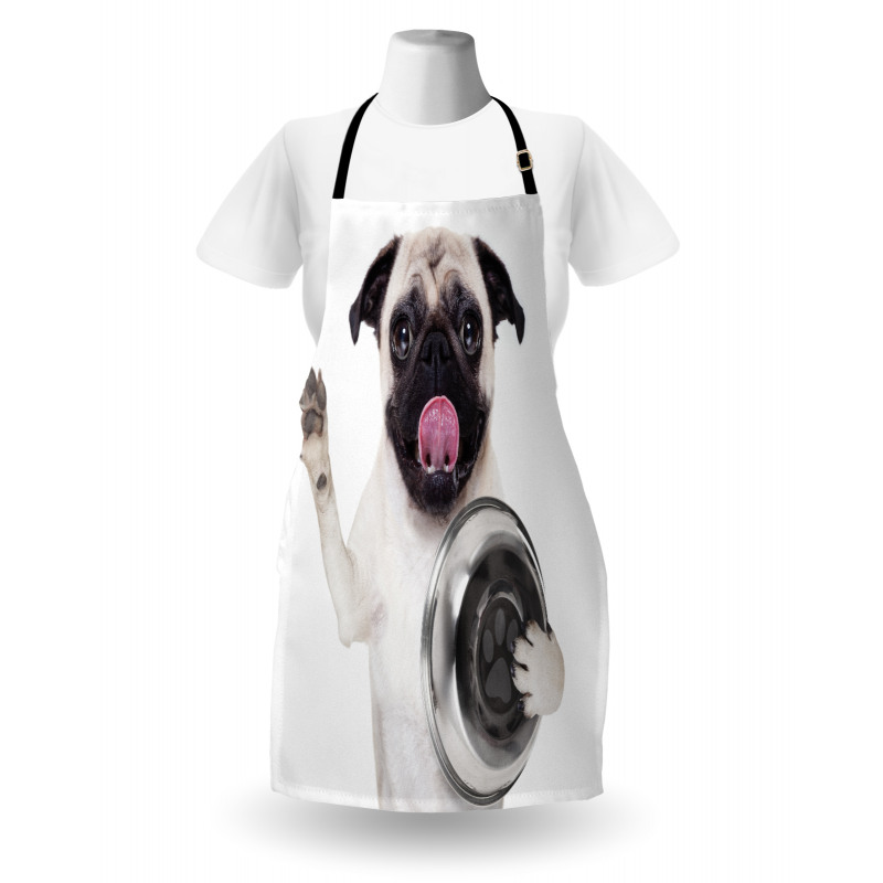 Dog Holding Food Bowl Apron