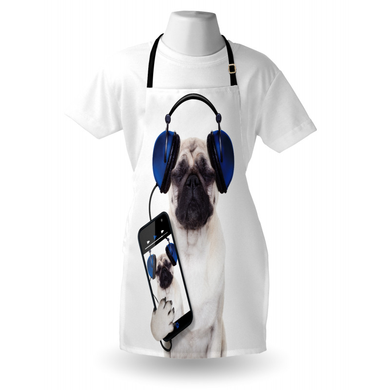 Music Listening Dog Phone Apron