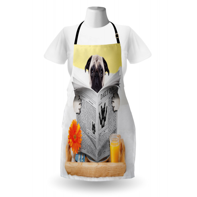 Pug Reading News Daily Dog Apron