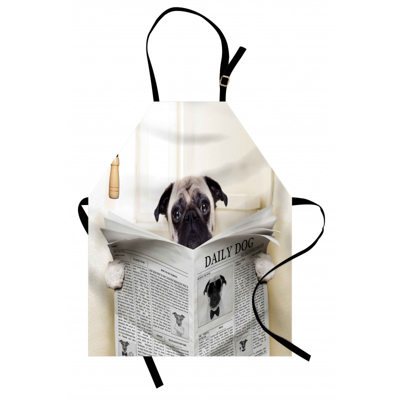 Pug Köpek Mutfak Önlüğü Tuvalette Sevimli Minik Hayvan Görseli 