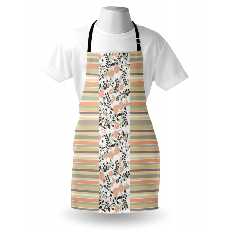 Floral Ornate and Stripes Apron
