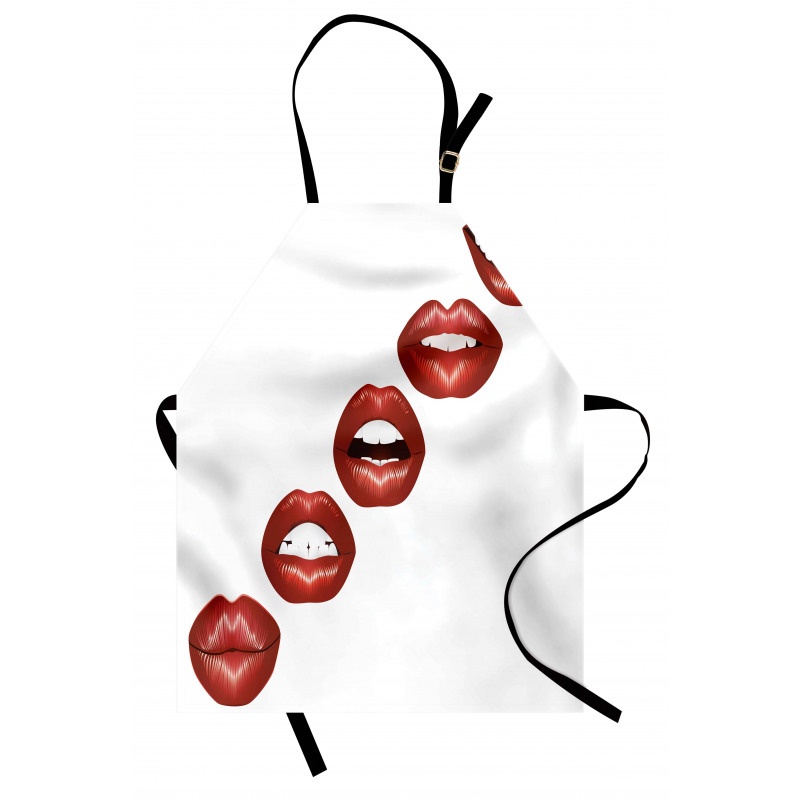 Vivid Full Red Lips Feminine Apron