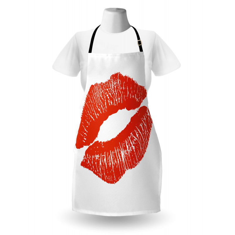 Red Lips Kiss Mark Grunge Apron