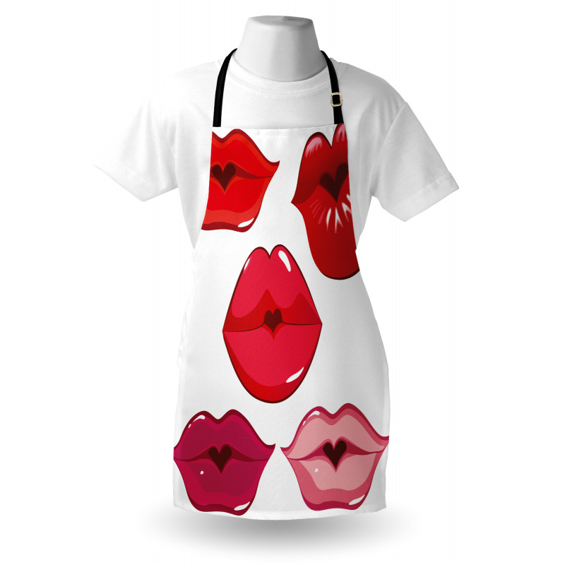 Öpücük Mutfak Önlüğü Pop Sanat Çeşitli Renkli Dudak İzi Baskısı 