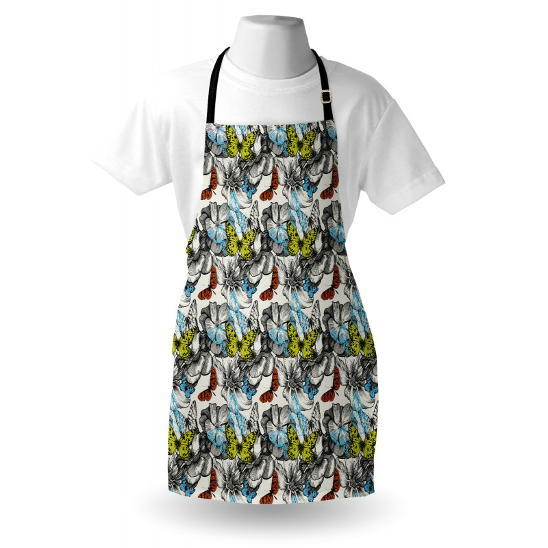 Vintage Moth Insect Art Apron