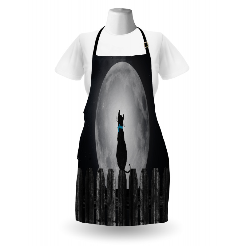 Cat Looking at the Moon Apron